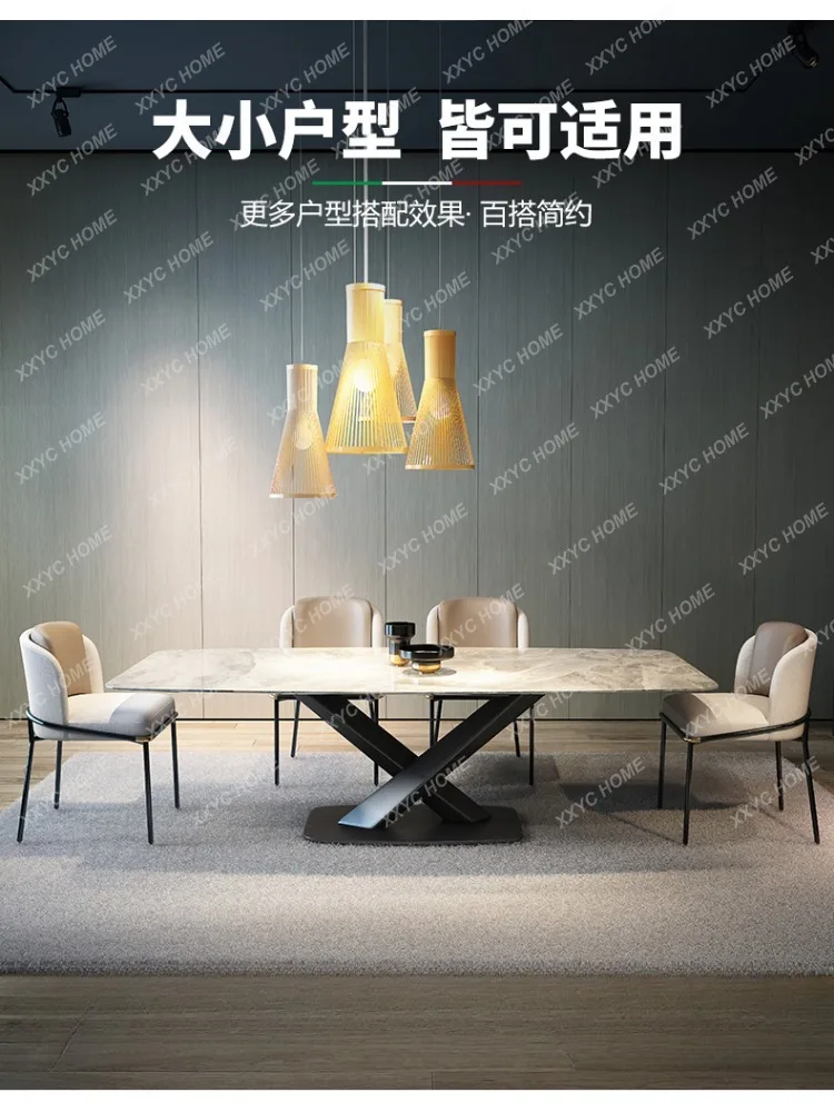 Stone Plate Dining Tables and Chairs Set Household Rectangular Dining Table Simple Modern Large and Small Apartment Type