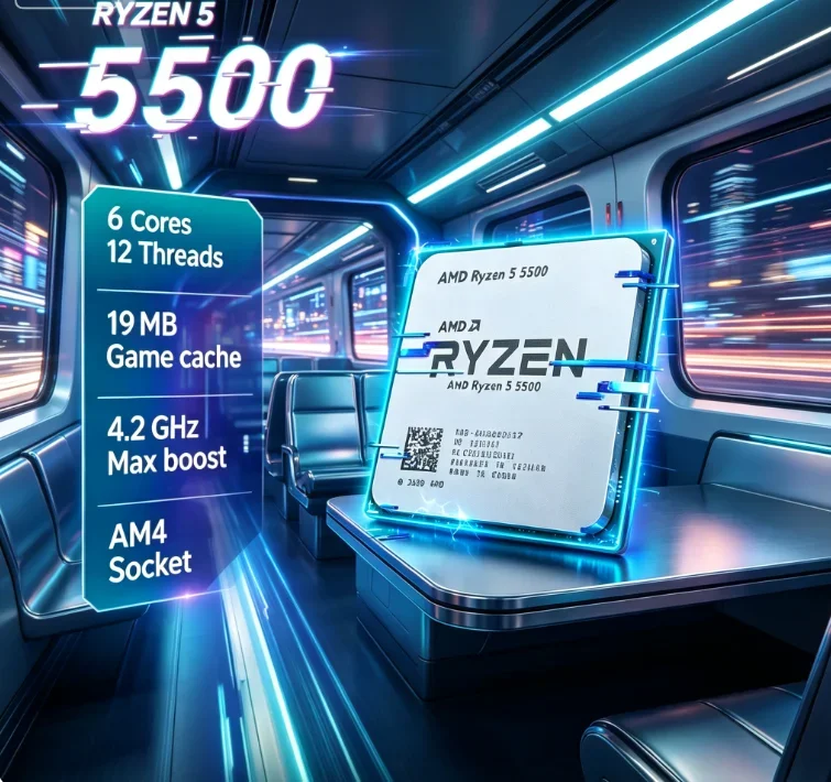 3A Gaming Compatible AMD Ryzen 5 5500 CPU 6 Core 12 Thread 4.2GHz AM4 Socket 16MB L3 Cache 65W Desktop Processor No Cooler