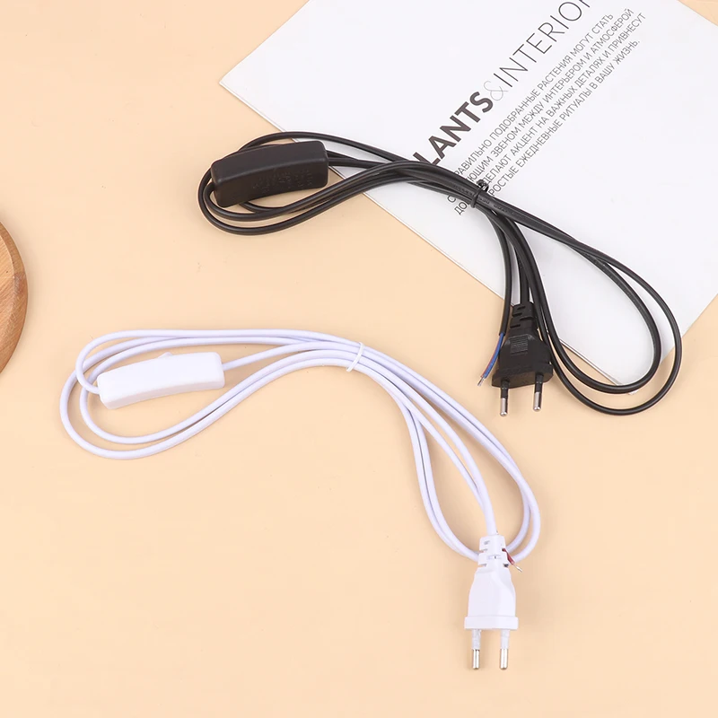 EU Plug LED Light Switch Cable Wire With On/Off Switch For Desk Lamp (6FT/1.8M) EU Plug Extension Connector Electric Cable