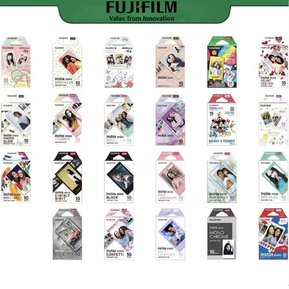 For Fuji Instax mini 13 Film Camera mini 12 11/40/9/8/7/90 10-50 Sheets Fujifilm Instax Mini Film Exposures Papers Color Design