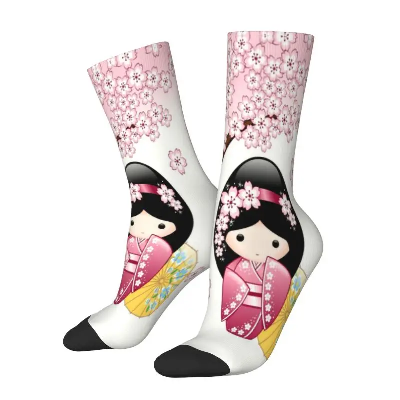

Оригинальные японские весенние носки Kokeshi с куклой для мужчин и женщин, милые носки унисекс с 3D-принтом, милые носки для девушек, сакуры, вишни
