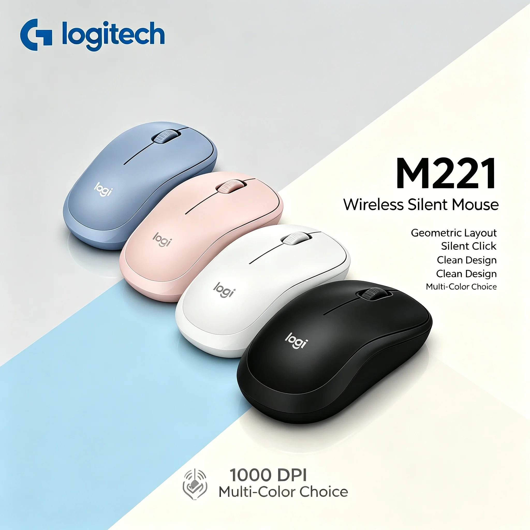 Logitech M221 Portable Silent Wireless Mouse 18 Months Long Battery Life 2.4G Nano Receiver Mice For Travel