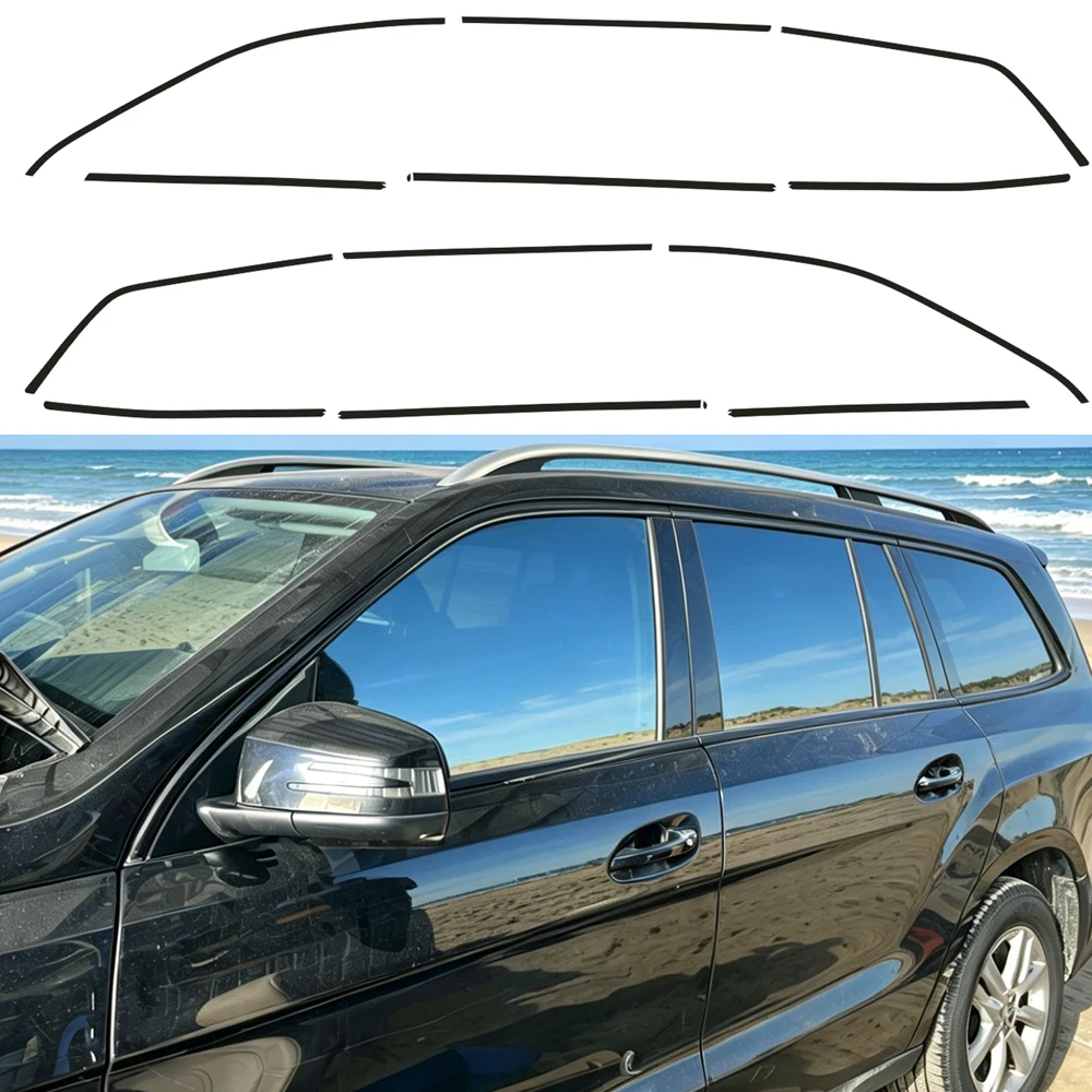 Chrome Delete Window Trim Sticker For Mercedes Benz GL X166 2013-2015 Glossy/Forged Carbon Fiber Black Exterior Decal