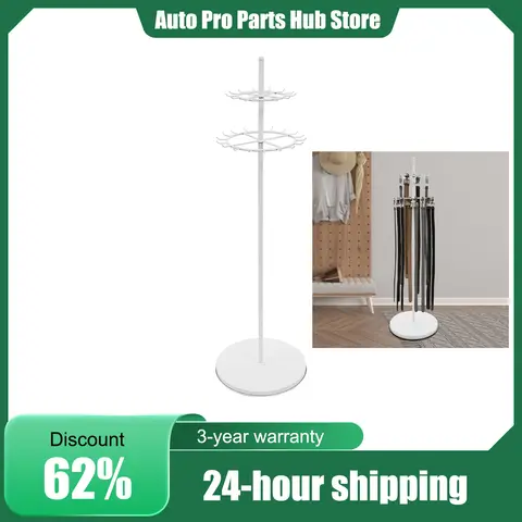 2-tier Tie Rack Floor Stand, Belt Hanger Display Shelf, 31 Hooks, Adjustable Feet, Scarf Rack Shawls Shelf, Metal Men Closet