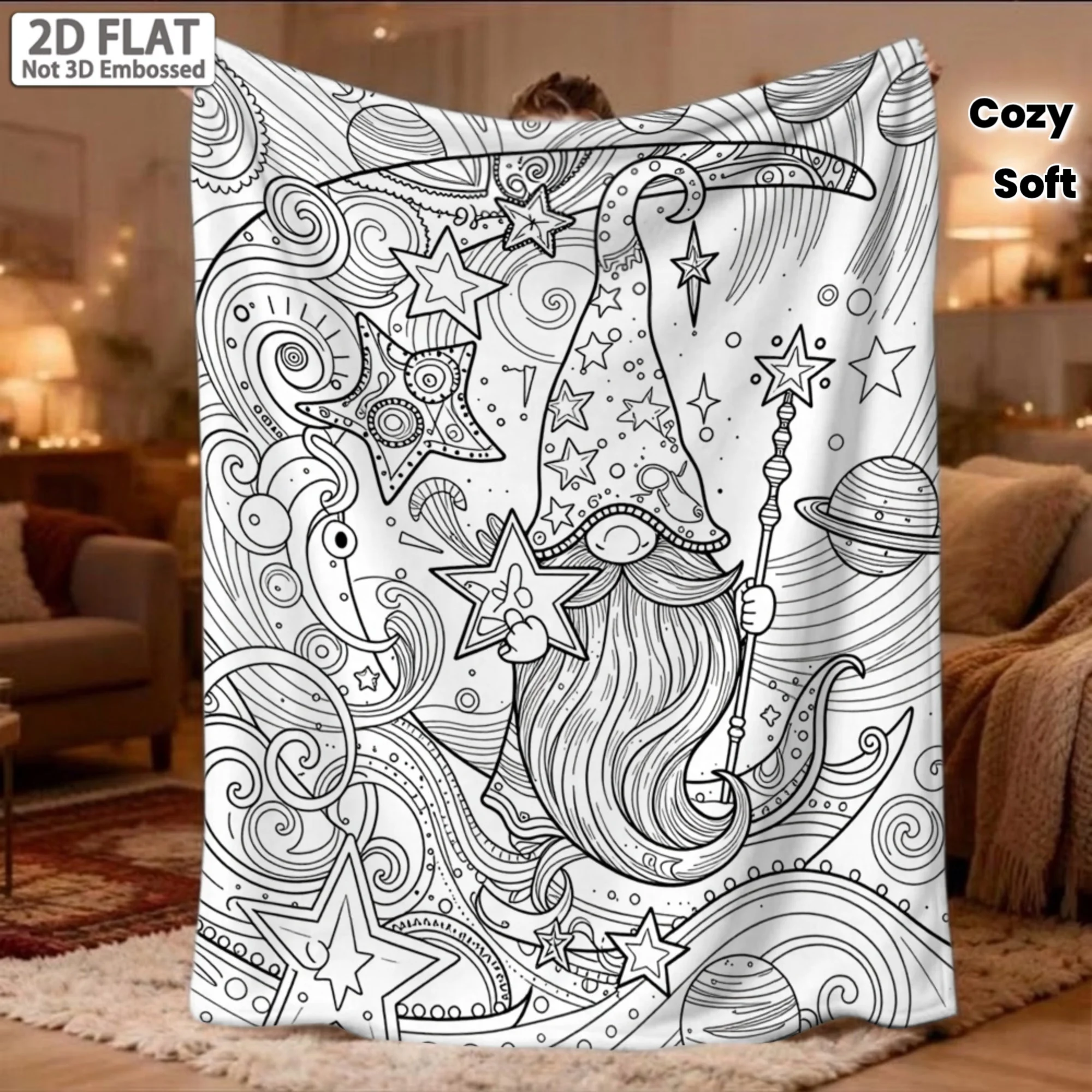 Soft Fleece DIY blanket Halloween Pumpkin Witch Outline Coloring Throw Blanket Washable Line Art Family Art Activity Gift