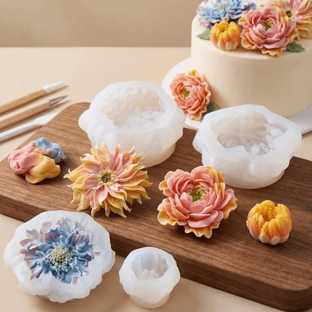 Multifunctional Realistic 3D Flower Silicone Mold Nonstick DIY Candle Mold Flexible Soap Mold Candle Making