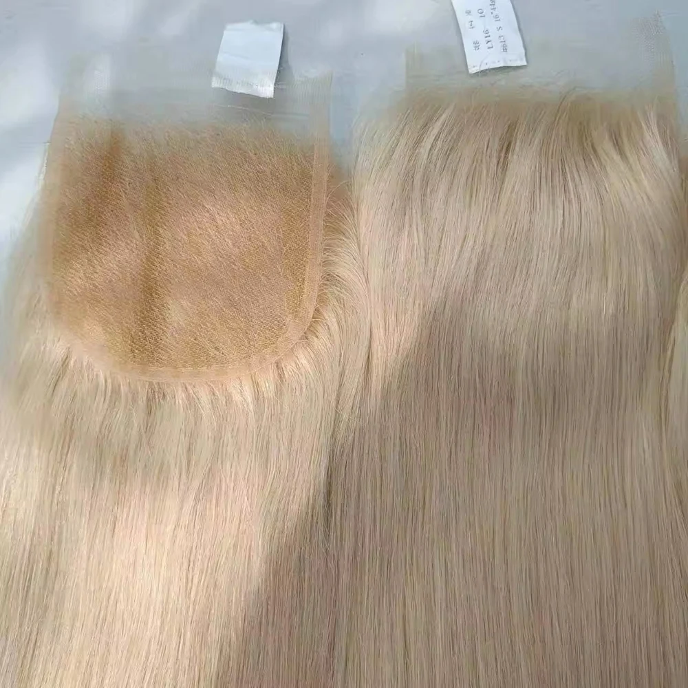 ストレート人毛閉鎖 613 ブロンド 5x5 透明レース閉鎖ブラジルバージンヘア 150% 密度フルエンド