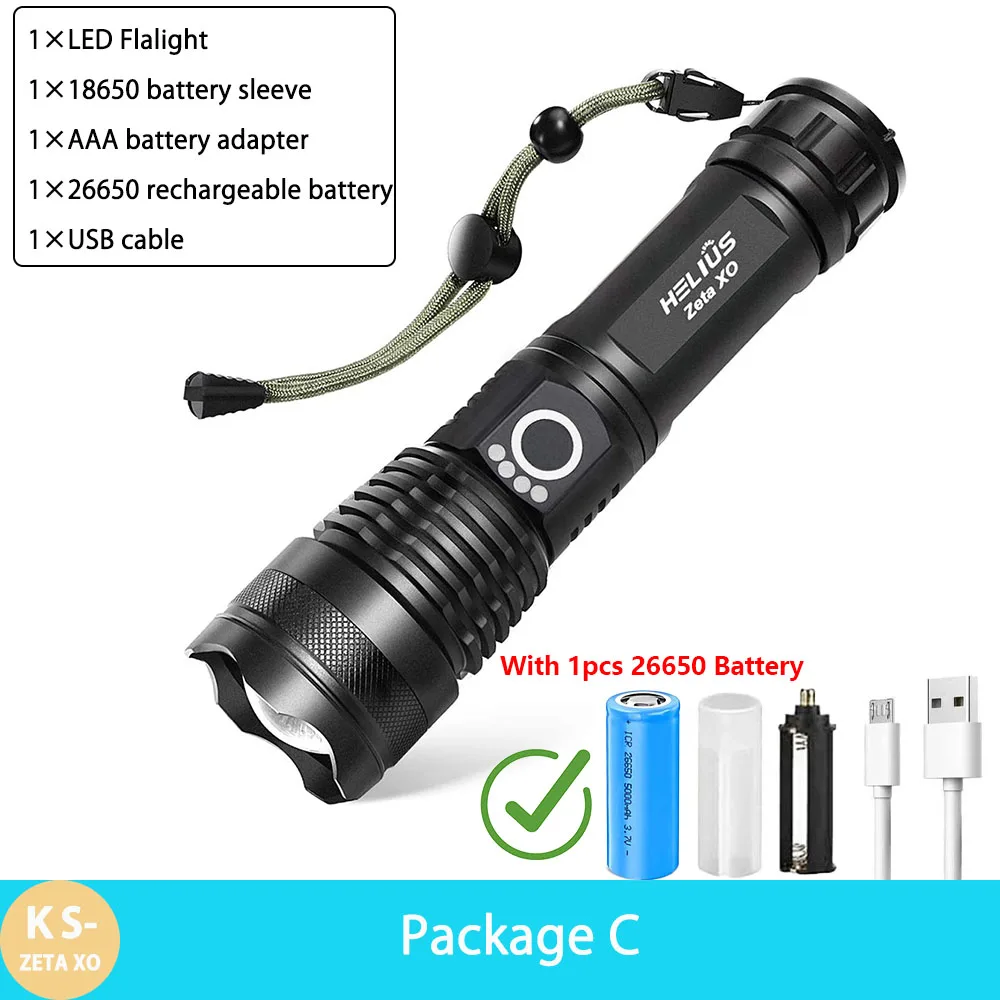 KENSUN ハイパワー XHP70 充電式 Led 懐中電灯 4 コアトーチズーム USB