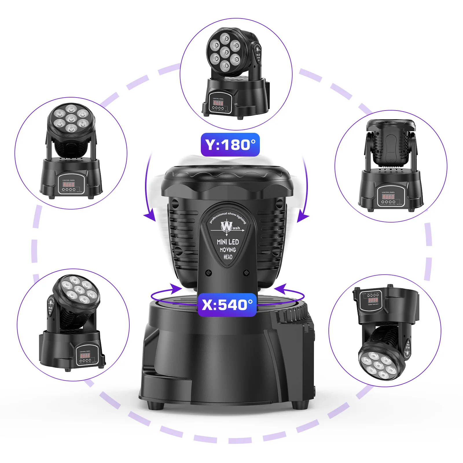 U'King 50W Moving Head Podiumverlichting 7X4W RGBW 4IN1 LEDs Beam Spot Light voor Disco DJ Muziek Party Dance Club Podiumverlichting