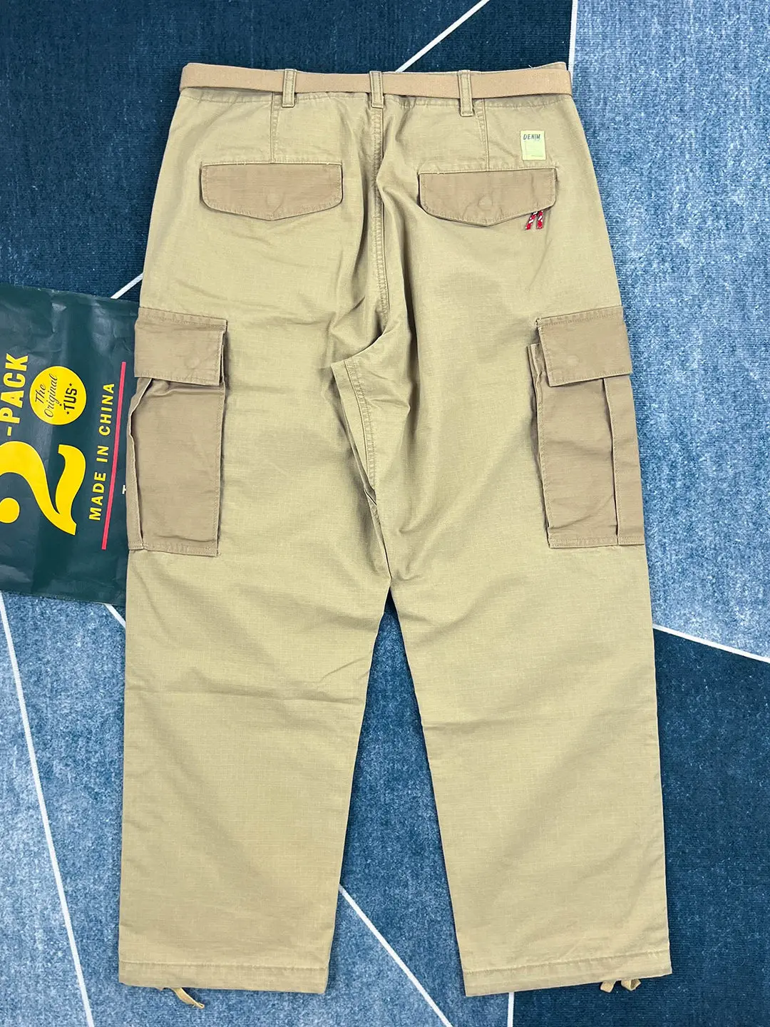 100% Cotton Men's Plaid Ripstop American Workwear Pants Multi Pocket Casual Trousers Khaki Straight Loose Fit Streetwear Pants
