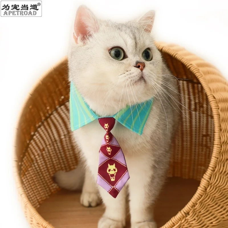 Jojo Kira Yoshikage Cat Tie Cute Pet Collar Dog Handsome British Short Puppet Tie Photo Props