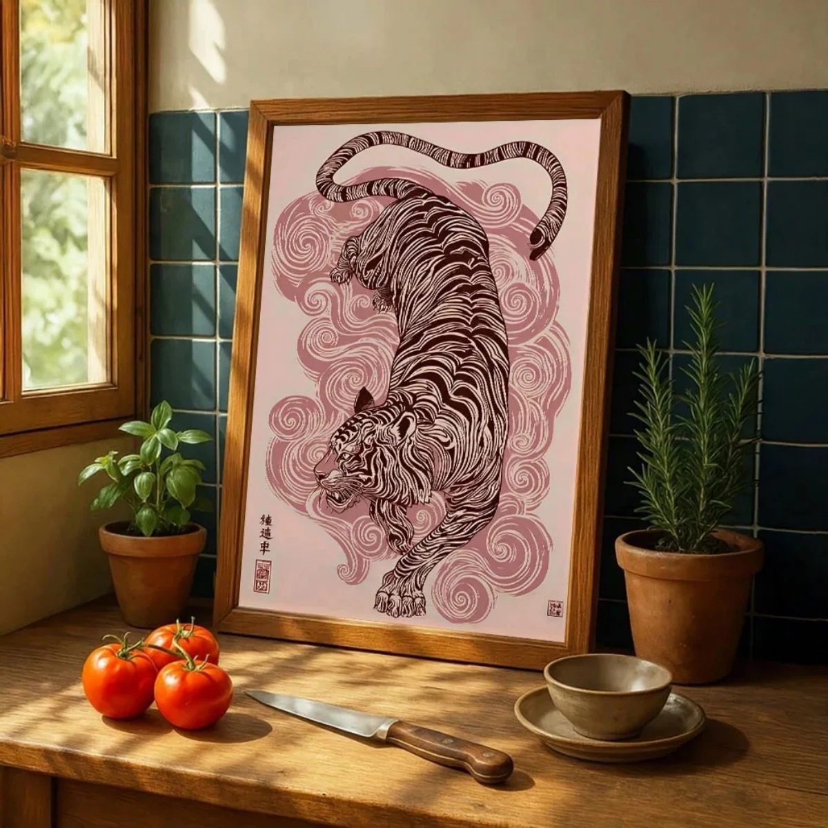 Japanese Tiger Canvas Print Poster Vintage Japandi Animal Aesthetics Art Prints Living Room Bedroom Wall Art Home Decor Poster