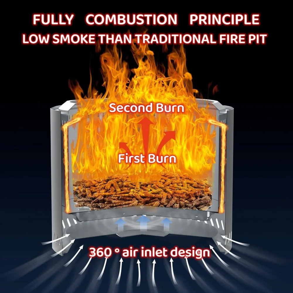 حفرة نار خارجية لحرق الخشب للتخييم وحرائق النار وتجربة الدخان المنخفضة