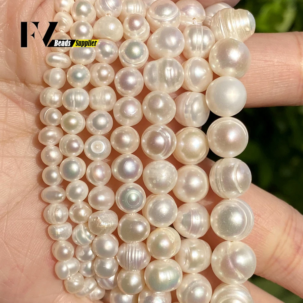 Natural Freshwater White Pearl 4-11mm Round Beads Spacer Beads for Jewelry Making Diy Bracelet Necklace Earring Accessories 15''