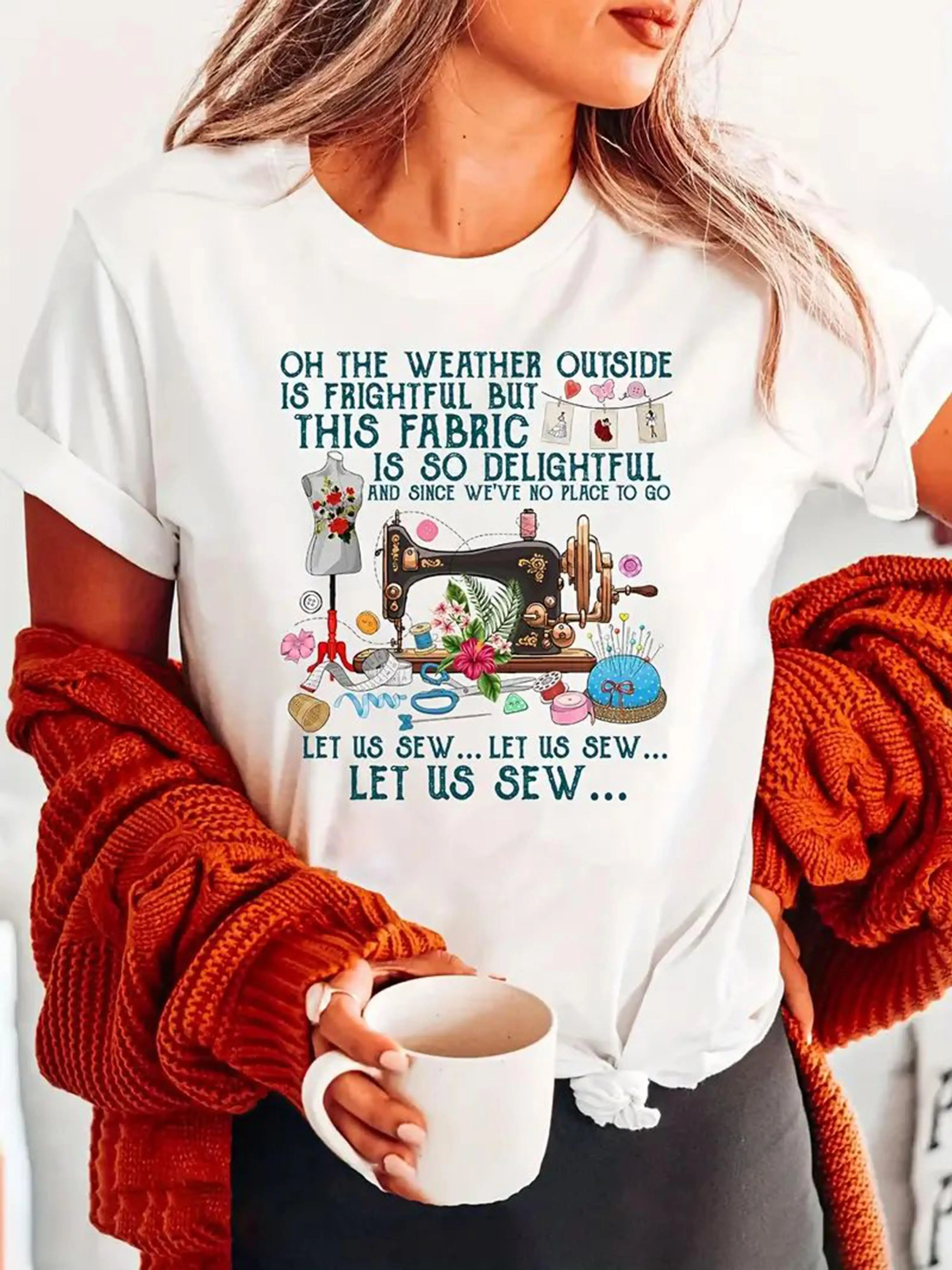 Grote maten dames T-shirt met bloemennaaimachineprint, ronde hals, korte mouw, casual dagelijkse top, sportkleding, vrije tijd