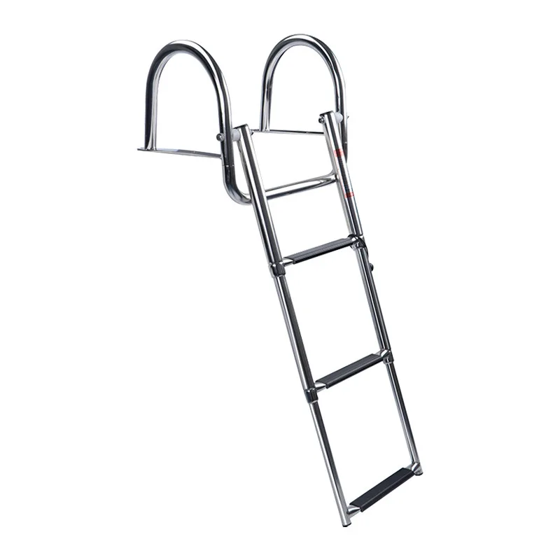 304 Stainless Steel Boat Swim Ladder Hidden Foldable Extendable Ladder With Arch Handrail For Yachts Speedboats
