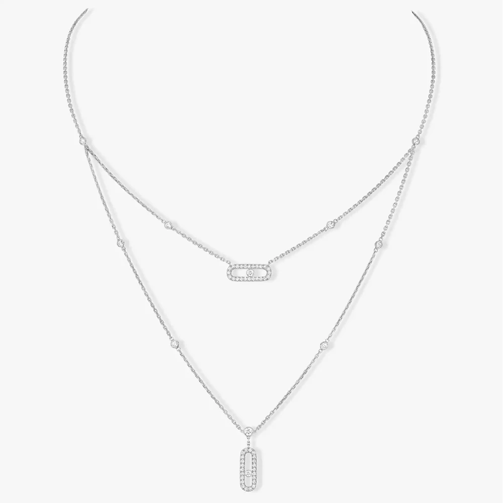 Luxury S925 sterling silver necklace, fashionable messica brand, French classic MOVE series, women's gold and silver necklace