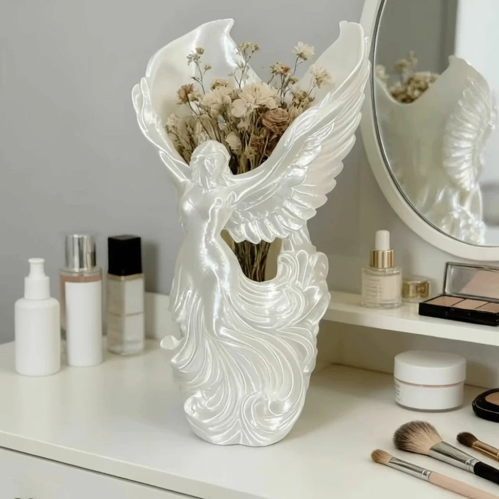 Creative Angel Wings Design Angel-Shaped Vase Container Decorative Design 3D Printed Vase Multi-Purpose Organizer Shop Display