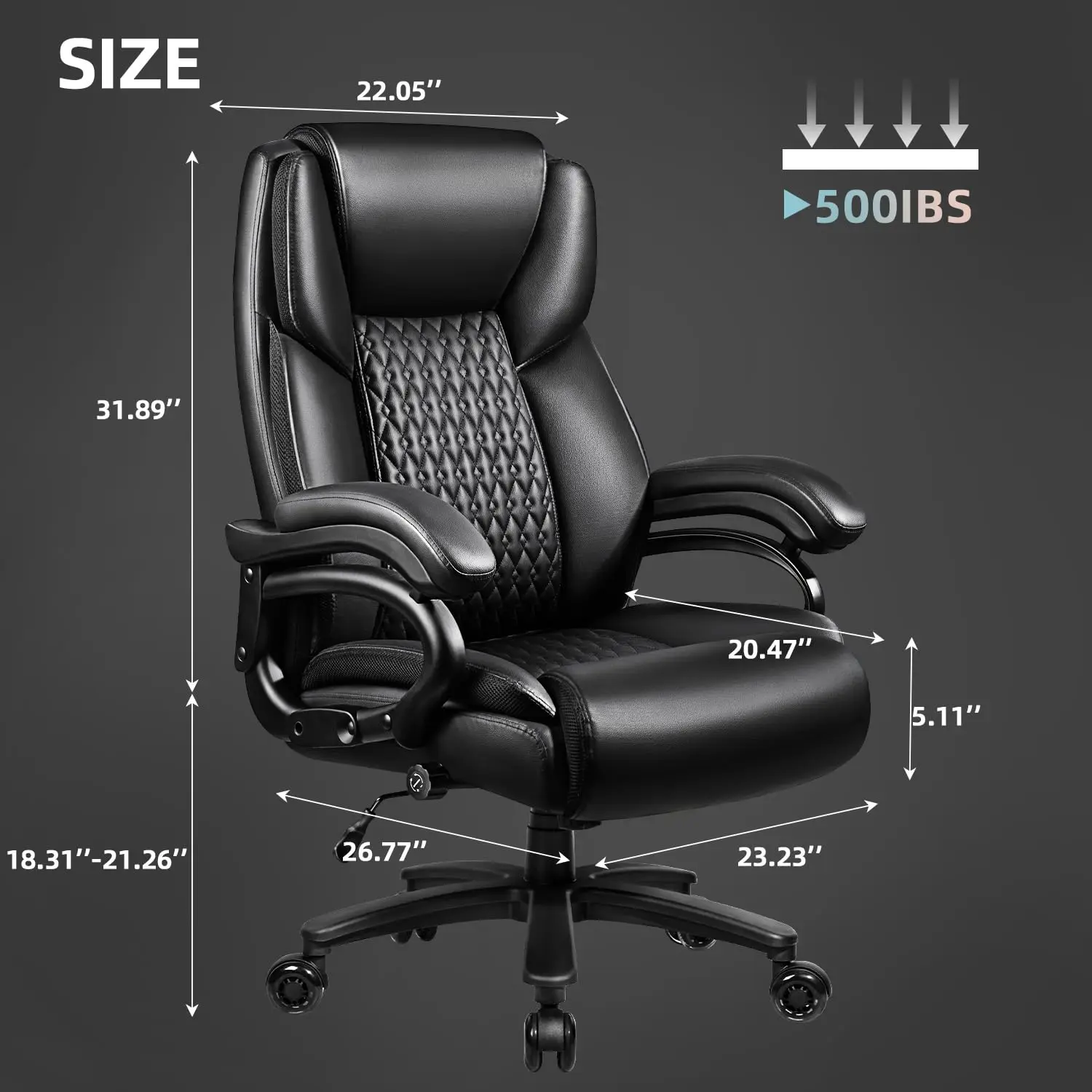 Heavy Duty Office Chair Low Back Pain Relief Ergonomic Lumbar Support High Back Executive Quiet Rubber Wheel, Customized