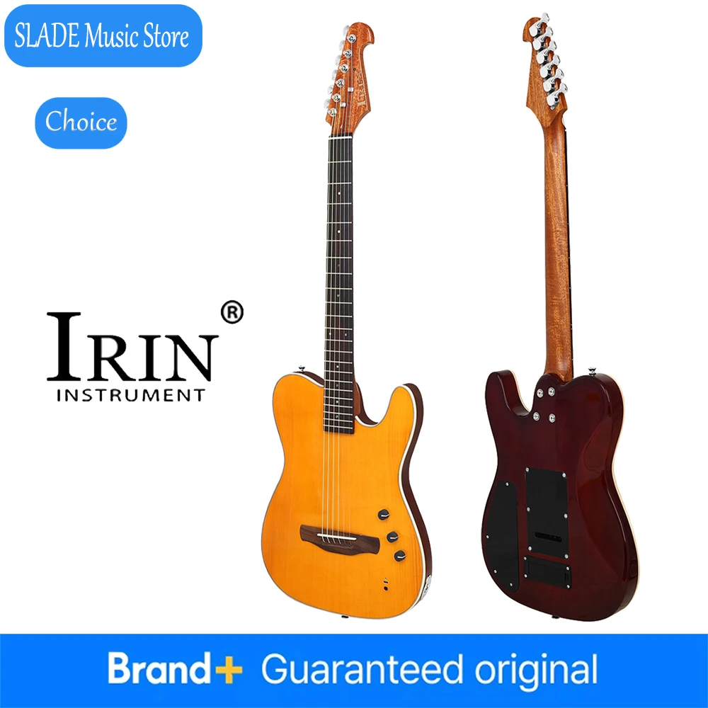 IRIN R3 Electric Acoustic Guitar 22-Fret 39 Inch 6 String Silent Smart Guitar Thin Body Spruce Panel Silent Folk Guitar with Bag