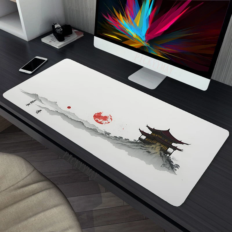 Ink Wash Painting Large Mouse Mat Gaming Mousepad Big Gamer Mousepads Natural Rubber Keyboard Mats Desk Pad HD Mouse Pads