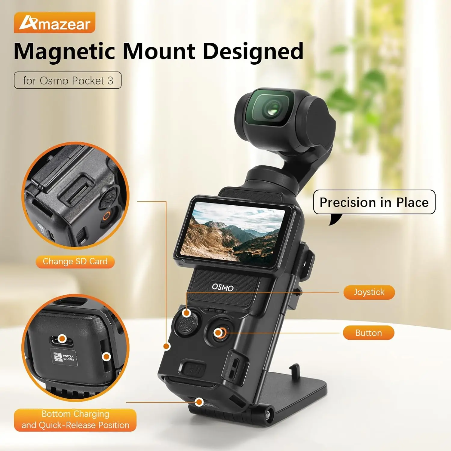 

Upgraded Magnetic Mount for DJI OSMO POCKET 3 Clip Holder Mount Cycling/V-log/Tabletop Action for DJI Pocket 3 Camera Accessory