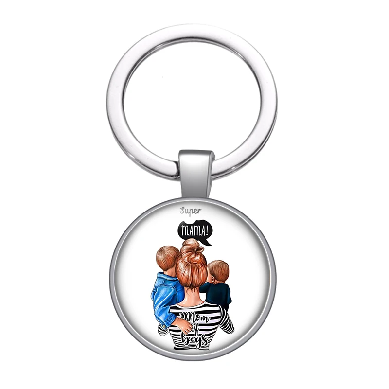 New Mom&Baby Best mom girls Love kids Family photo glass cabochon keychain Bag Car key chain Ring Holder Charms keychains