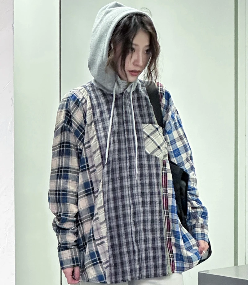 

Куртка-худи Rebuild by Needles Vintage Waed Plaid, свободного кроя, на пуговицах, для мужчин и женщин, весна-осень-зима