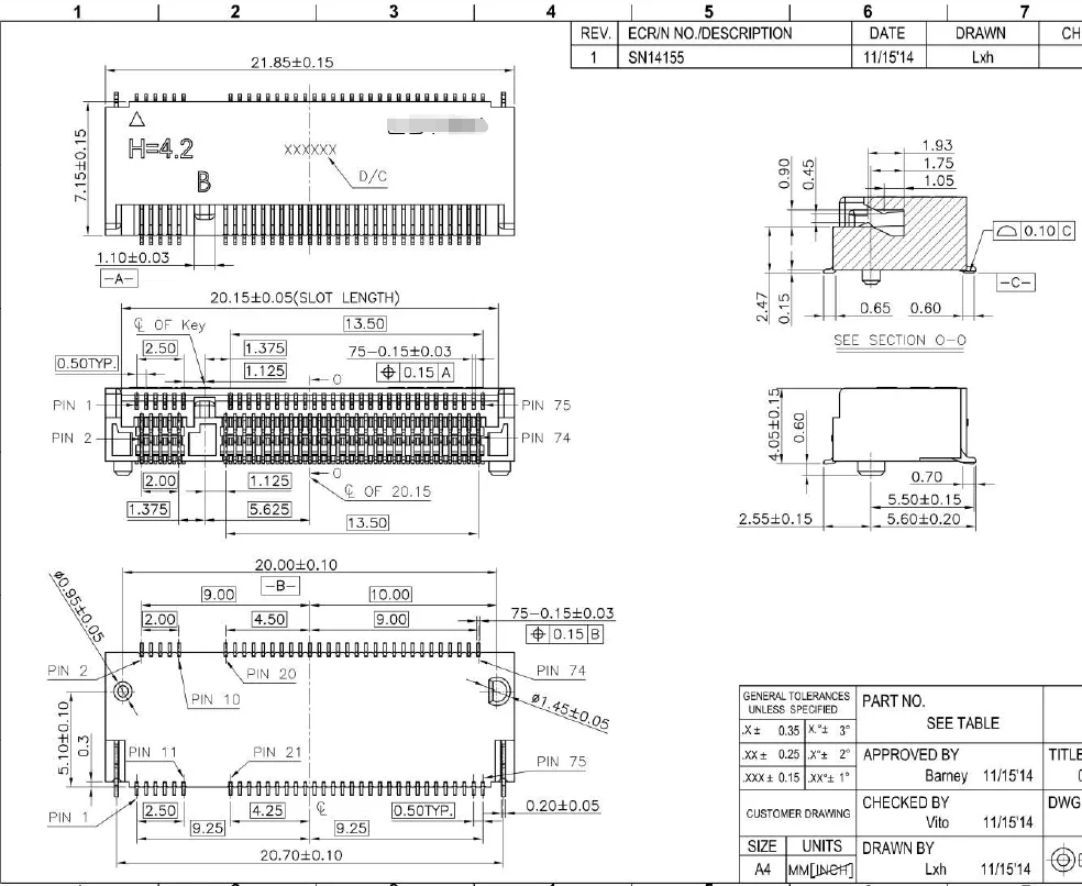5PCS/APCI0105-P001A    M2/NGFF interface