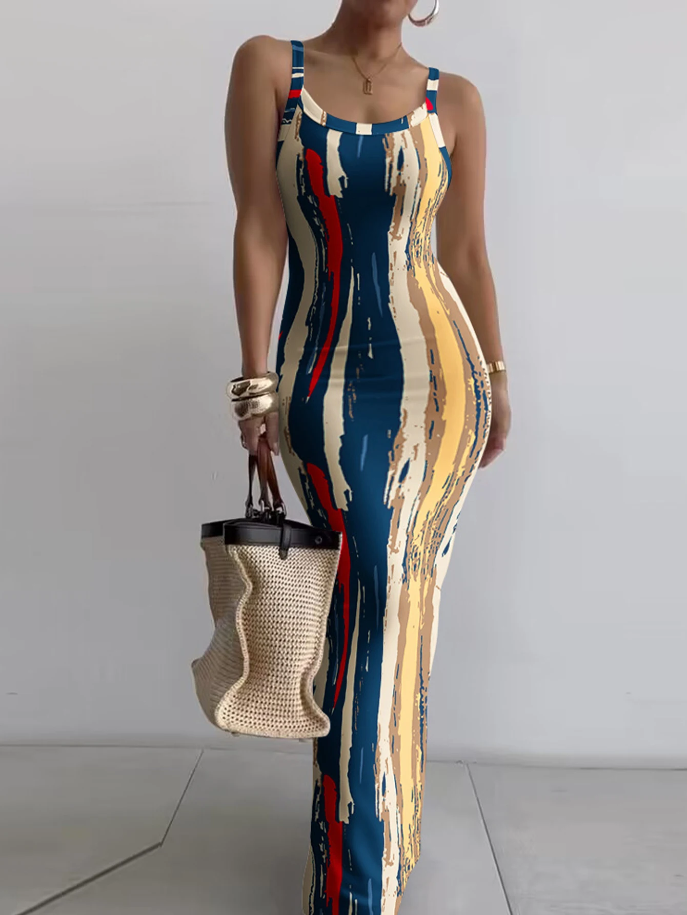 Women Dress 2024 Summer White Halter Robe Slim Fit Elegance for Evening Colorful XL