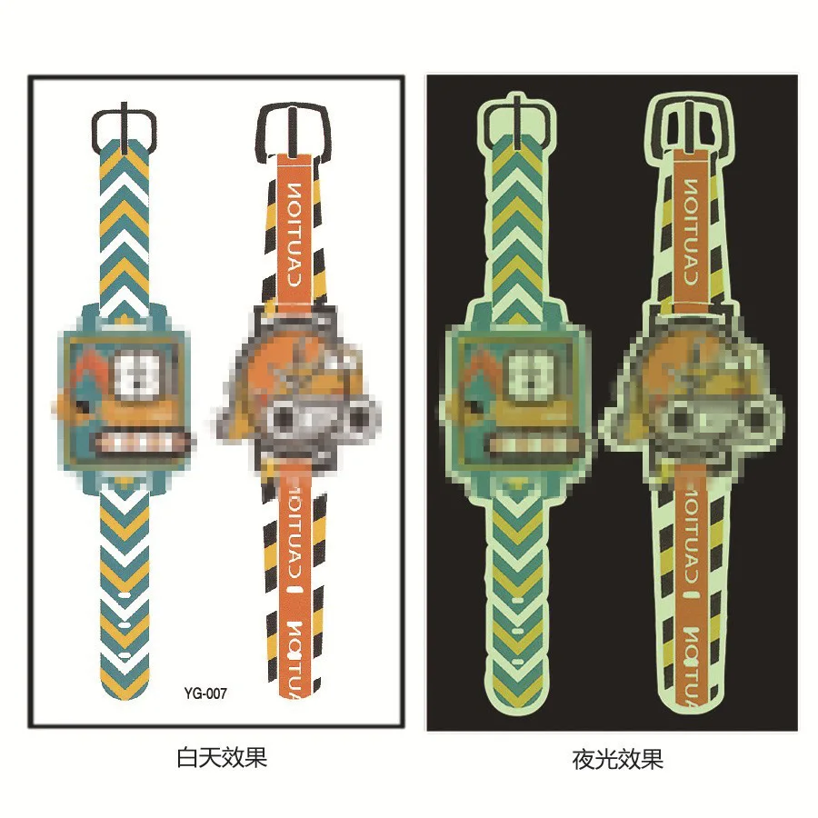 10 stücke kinder Leuchtende Tattoo Aufkleber Lustige Kreative Nette Einhorn Dinosaurier Cartoon Leuchtende Uhr Temporäre Tattoo Aufkleber