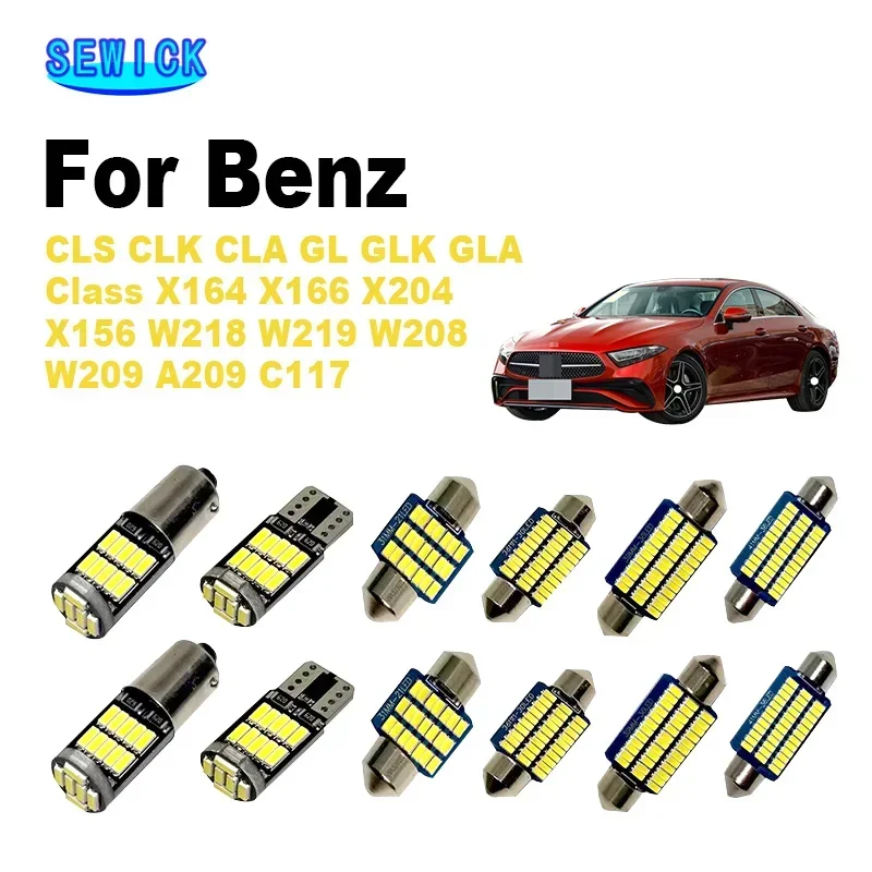 LED Bulbs For Mercedes Benz CLA GLA CLS CLK GL GLK Class X156 X164 X166 X204 W208 W209 W218 W219 A209 C117 Interior Light Kit