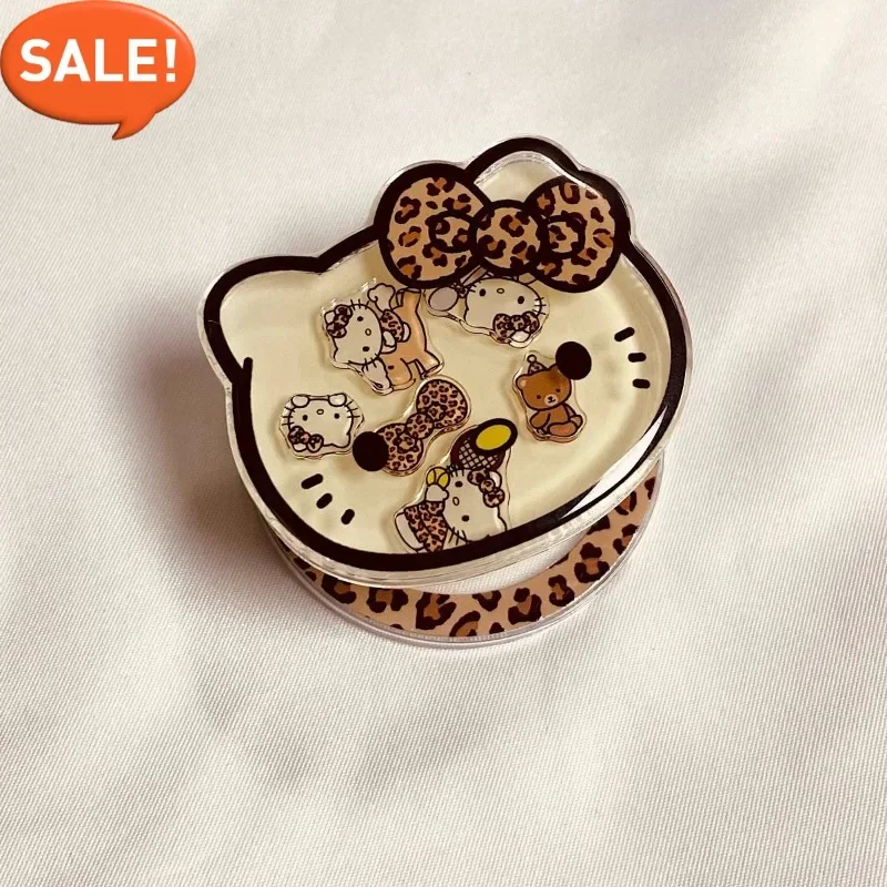 韓国風漫画のかわいいヒョウ柄音楽磁気ブラケット iPhone 17 16 Samsung対応 吸着式安全デスクトップサポートスマホスタンド