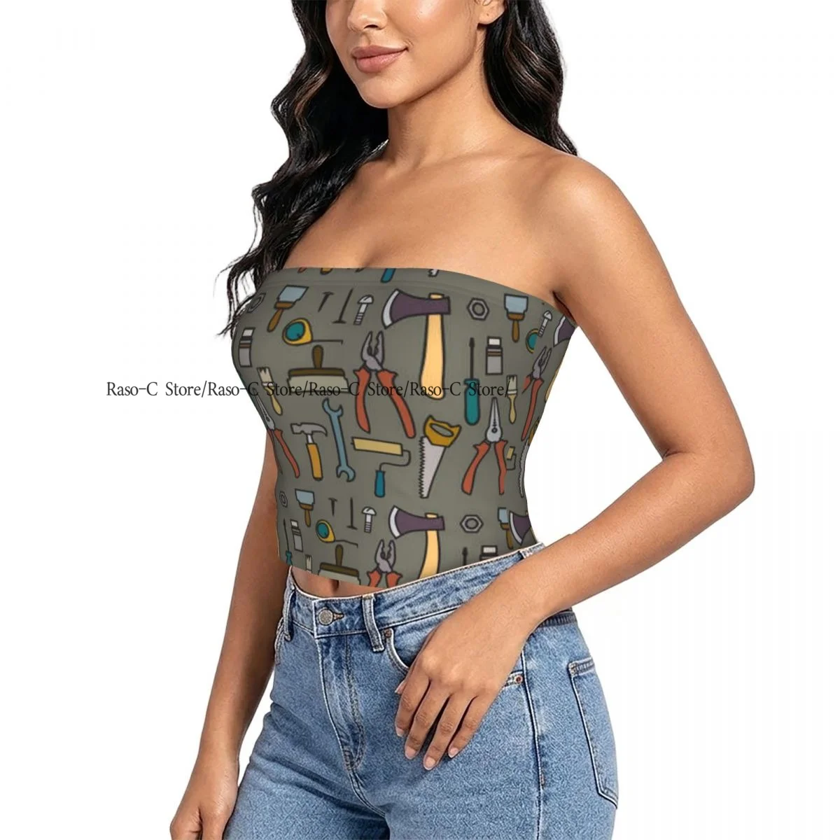 Strapless Sexy Tube Tops Summer Outfits Women Backless Shoulder Wrap Tools Background Female Crop Top