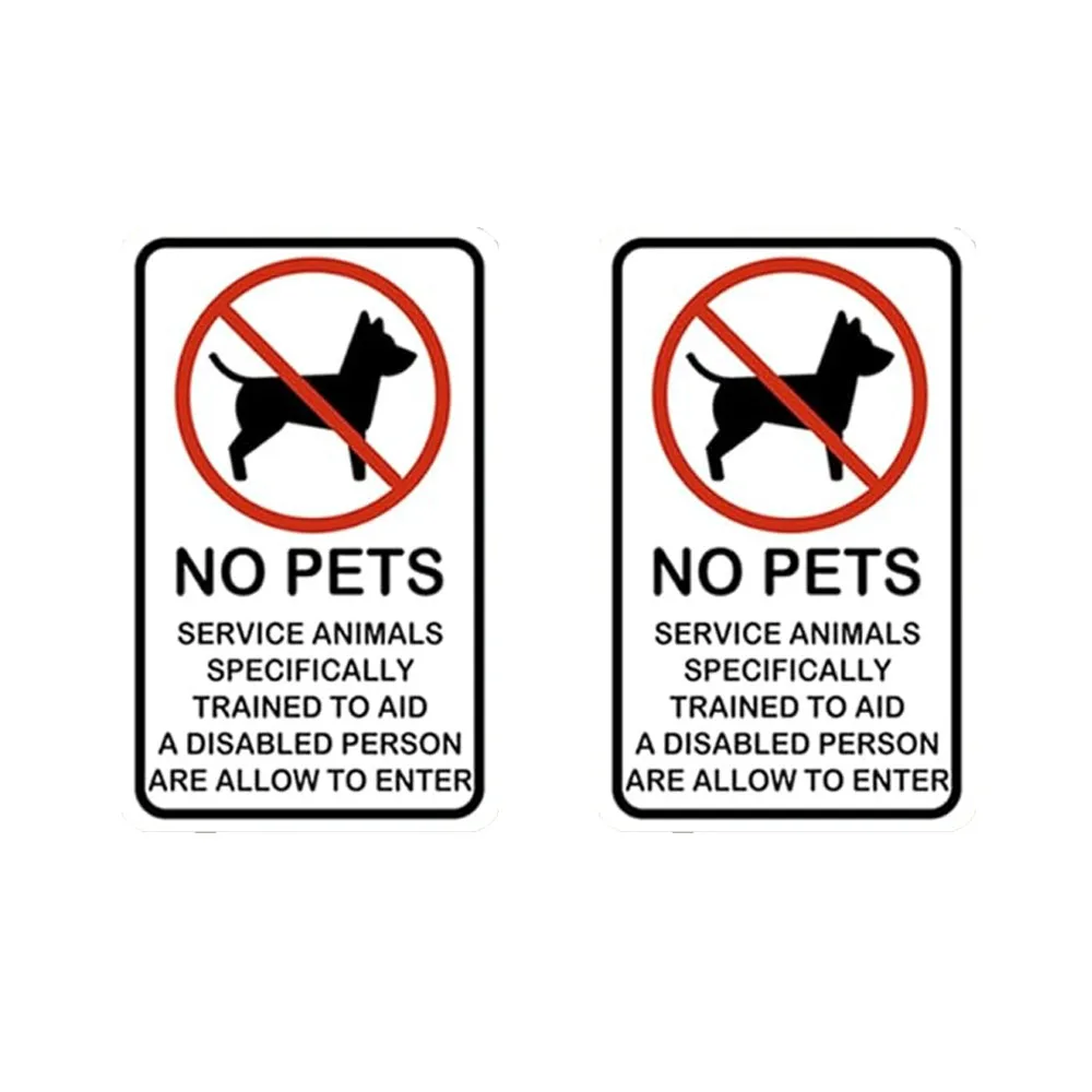 8x5 inch No Pets Service Animals Specifically Trained To Aid A Disabled Person Are Allowed To Enter Sign Clear Stickers 2pcs