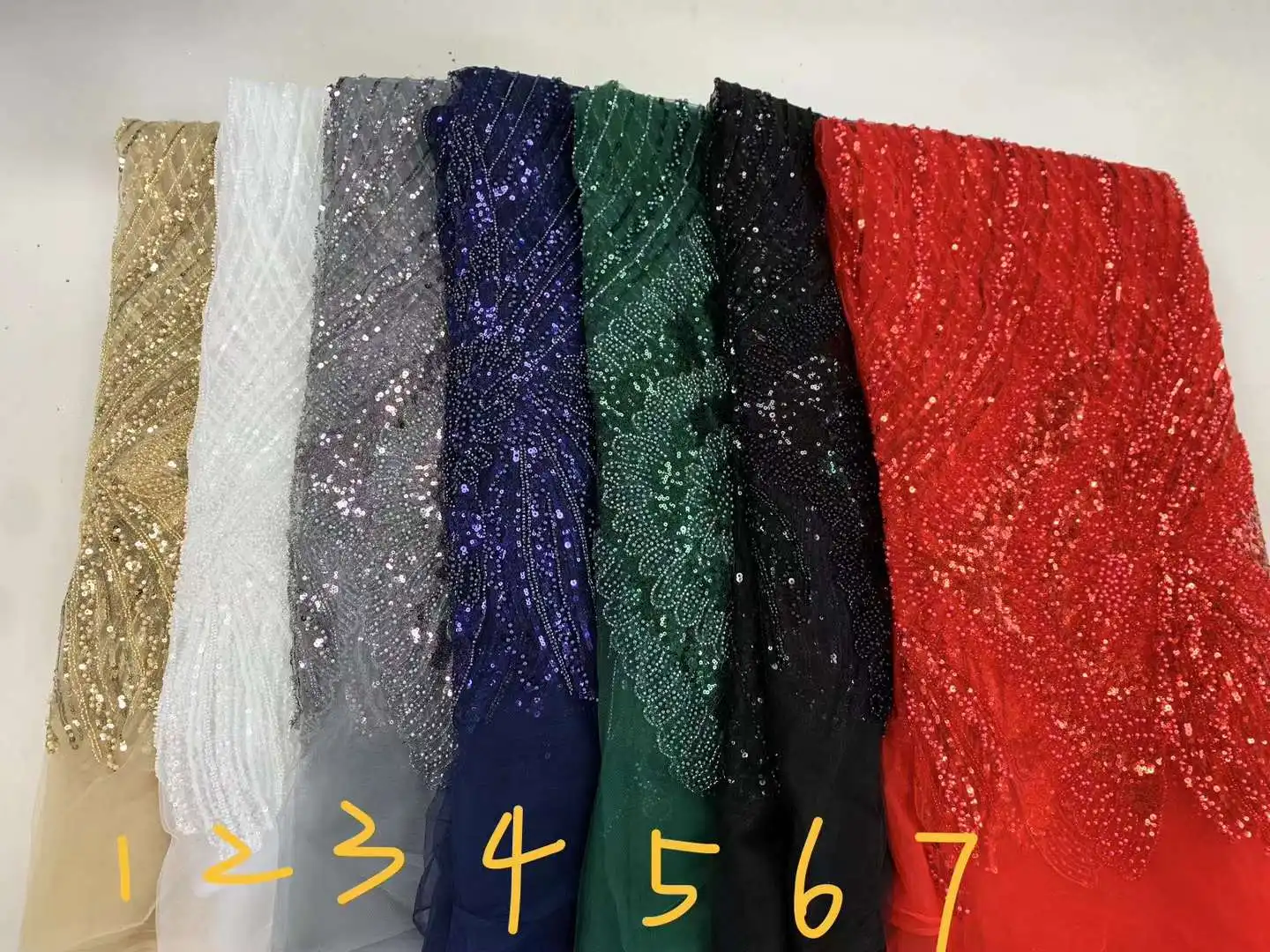 Nigerian Beads Groom Lace Fabrics African Lace Fabric 2024 High Quality Lace Sequins Beaded French Lace Fabric For Dress Sewing