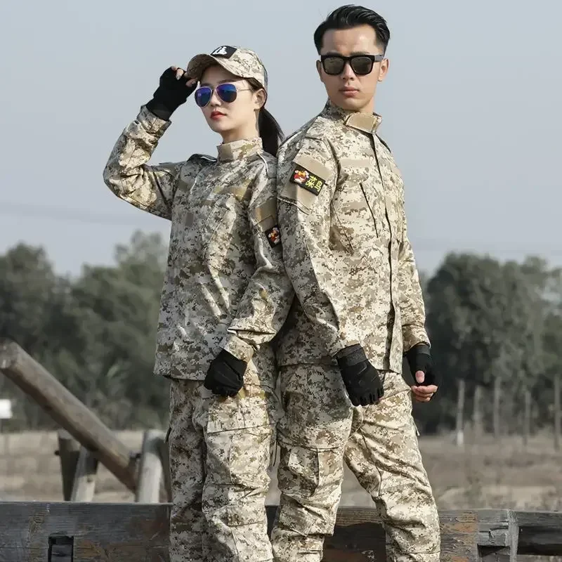Picture 3: Men's Outdoor Tactical Camouflage Uniform Combat Jacket Pant Set for Hunting Hiking Training