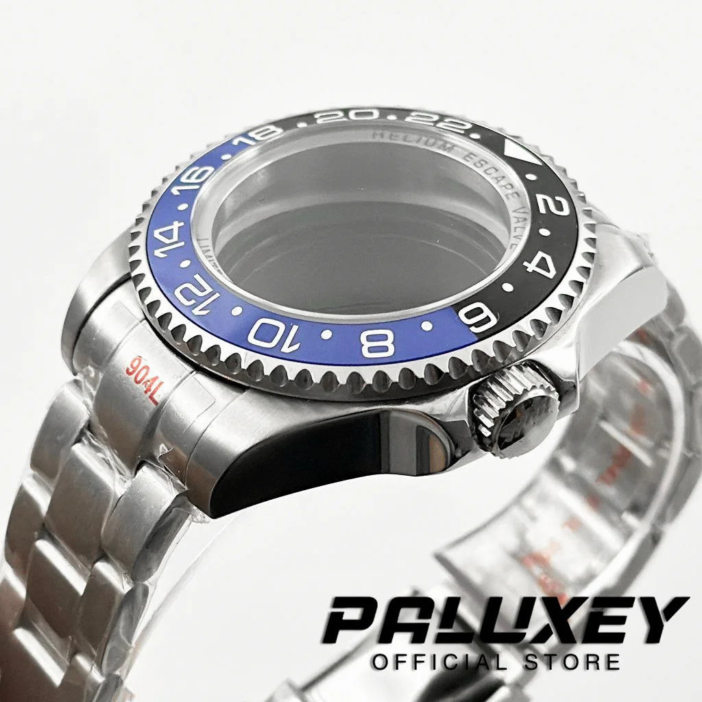 44MM NH35 NH36 NH34 NH38 NH39 NH70 NH72 Silver Sapphire Crystal Big Watch Case With Bracelet Compatible