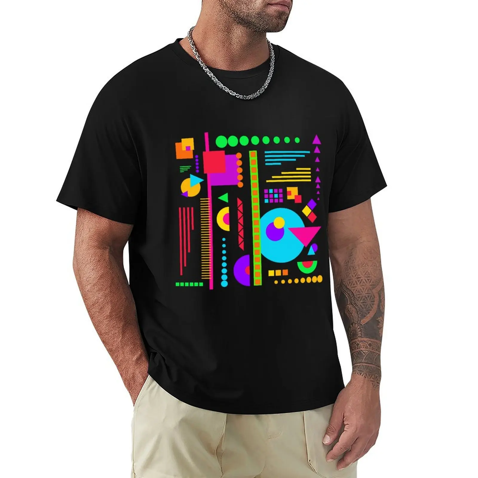 

Modernist Memphis Abstract Neon Art T-Shirt hippie clothes tees boys animal print t shirt for men