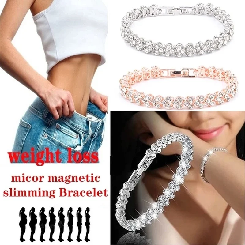 Fashion Women\'s Crystal Bracelet Gold and Silver Rose Gold Color  Bracelet Weight Loss Magnetic Therapy Bracelet Health Jewelry