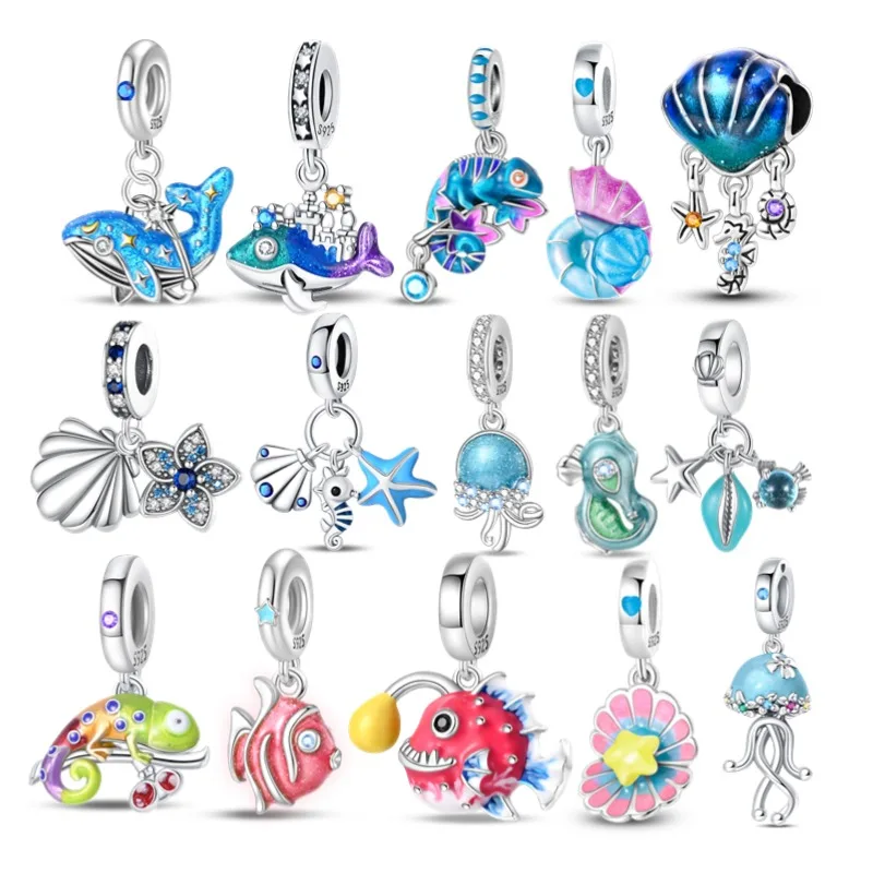 

925 Sterling Silver Fashion chameleon Halobios Charms FishBeads Fit DIY Bracelets For Women Birthday Fine Jewelry Gift