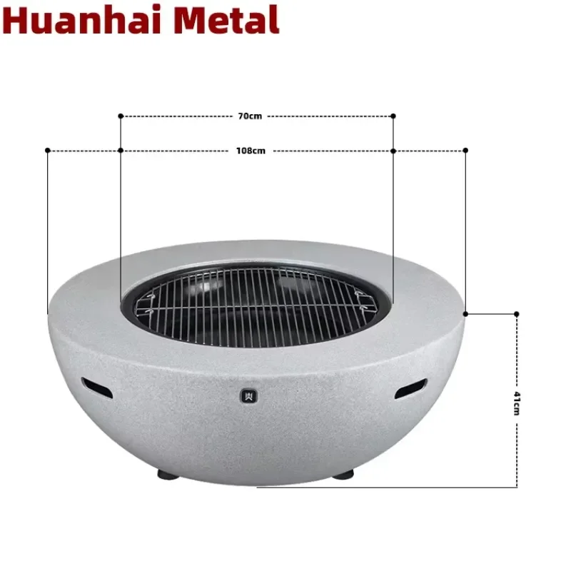 42.5 Inches 108cm Large Metal Firepit Outdoor Fire Bowl SS304 BBQ Grill Multifunction Smokeless Round Table Garden Fire Pits