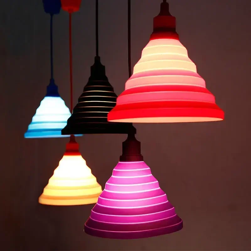 Modern Simple Colorful Silicone Pendant Lights Fashion DIY Design Color Children Bedroom Restaurant Pendant Lamp Single Head E27