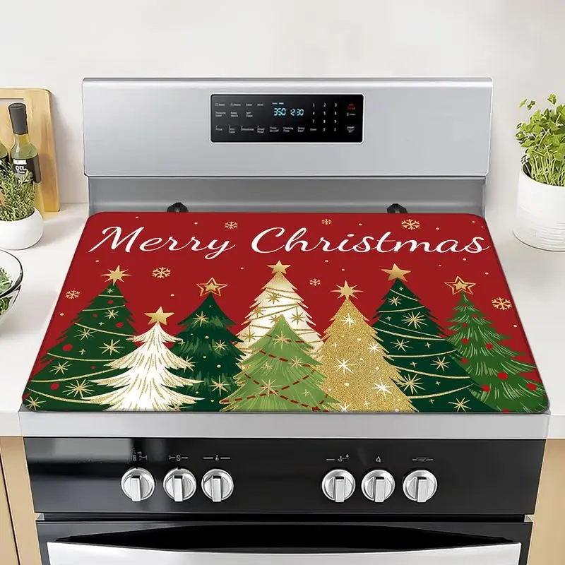VIKAMA Halloween Pumpkin Stove Top Cover Mat Grass Wood Patterned Pumpkin Stove Burner Cover Non Slip Kitchen Decor Spooky Fall