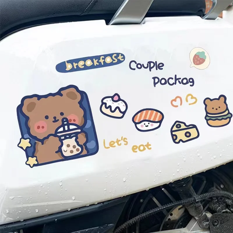 Cartoon Cute Little Bear Little Rabbit Electric Car Sticker Body Scratch Block Personalized Decoration Car Sticker Waterproof