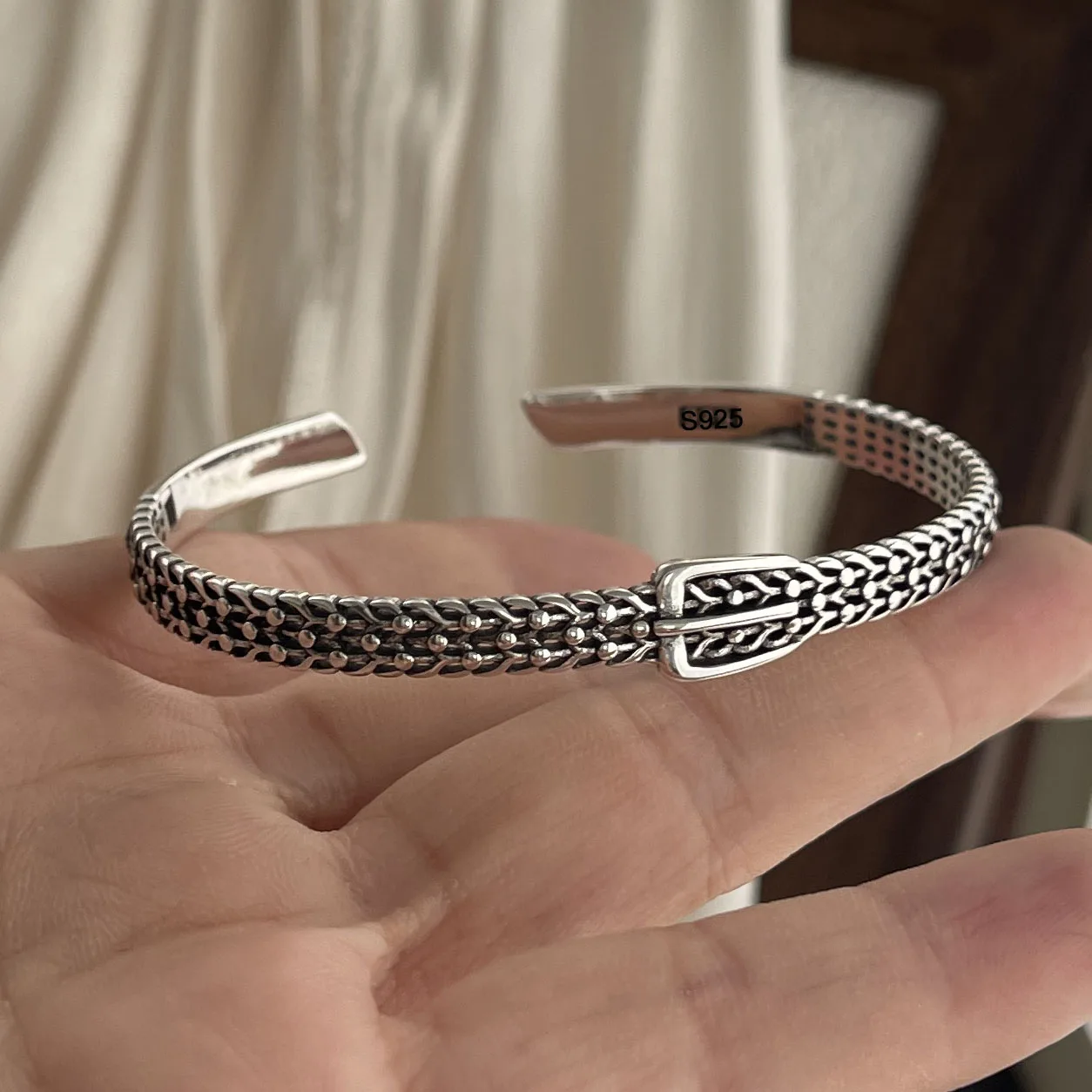 925 Sterling Silver Bracelets for Women Men String Accessories Trend Vintage Belt Retro Pendant Party Jewelry Gift
