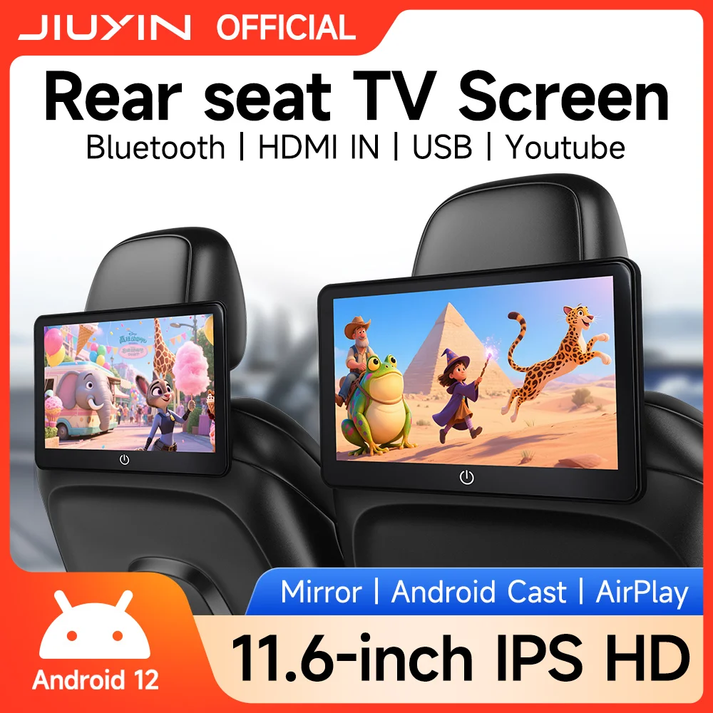 JIUYIN 11.6 Pollici Android 12 Tablet Schermo Per Auto Sedile Posteriore Poggiatesta Monitor Display IPS Lettore Video Musica Bluetooth HDMI USB