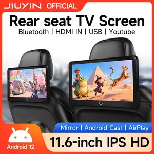 JIUYIN 11.6 Inch Android 12 Tablet Screen For Car Rear Seat Headrest Monitor Display IPS Player Video Music Bluetooth HDMI USB