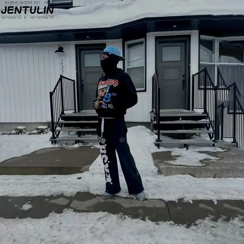 Sweatpants الأمريكية Y2K السراويل الرجال القوطية الهيب هوب إلكتروني التصحيح الرجعية طبقة مزدوجة تصميم فضفاض مرونة الخصر الركض سراويل تقليدية #4