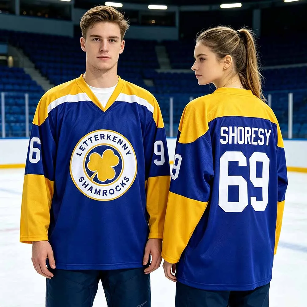 Letterkenny Shamrocks Shoresy Jersey Mens #69 Shore Custom Hockey Long Sleeve V-neck Unisex Streetwear Graphic Print T-shirt Top